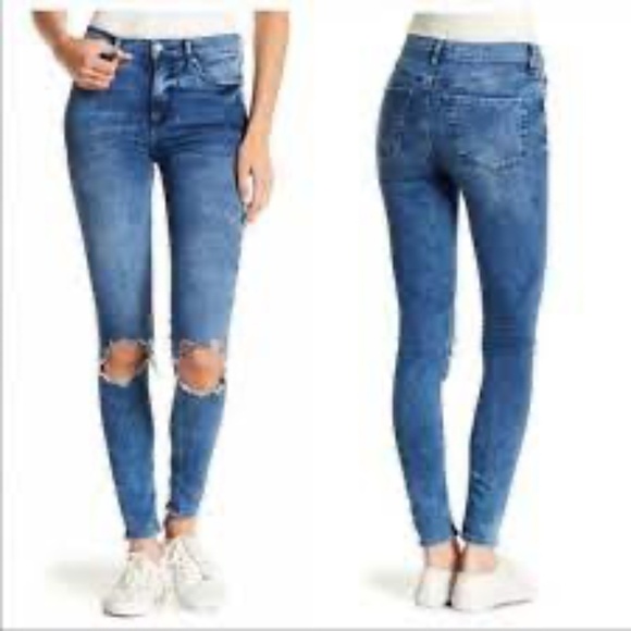 Free People Distressed Skinny Ankle High Rise Jeans - Picture 1 of 15